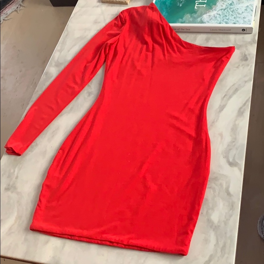 AQ/AQ one shoulder mini dress Sz 4, Fire Eng Red